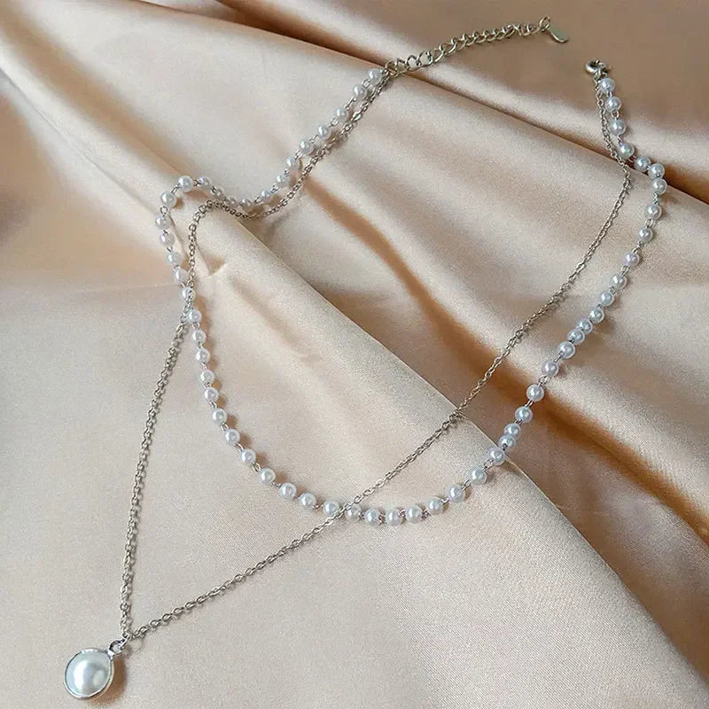 2025 New Women's Pearl Necklace Kpop Gold Color