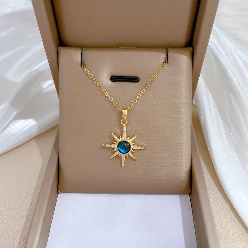 316L Stainless Steel Sun Pendant Necklace For Women