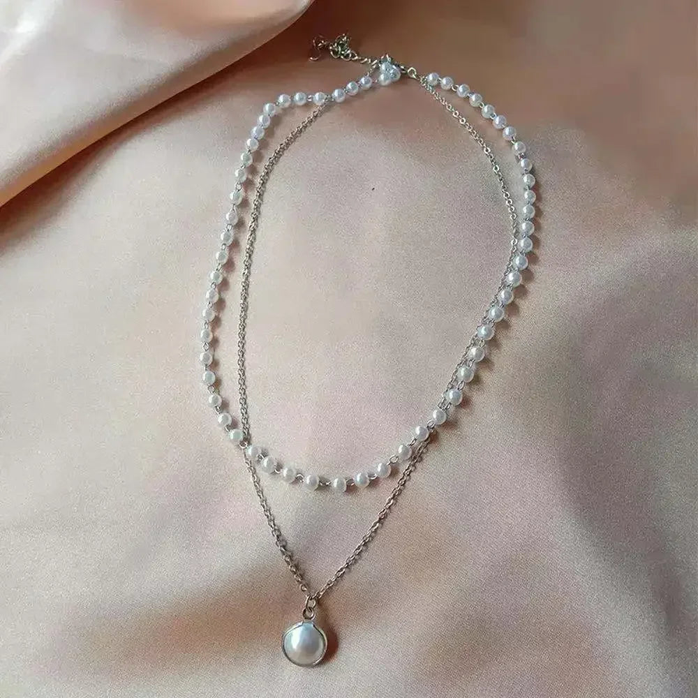 2025 New Women's Pearl Necklace Kpop Gold Color