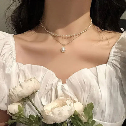 2025 New Women's Pearl Necklace Kpop Gold Color