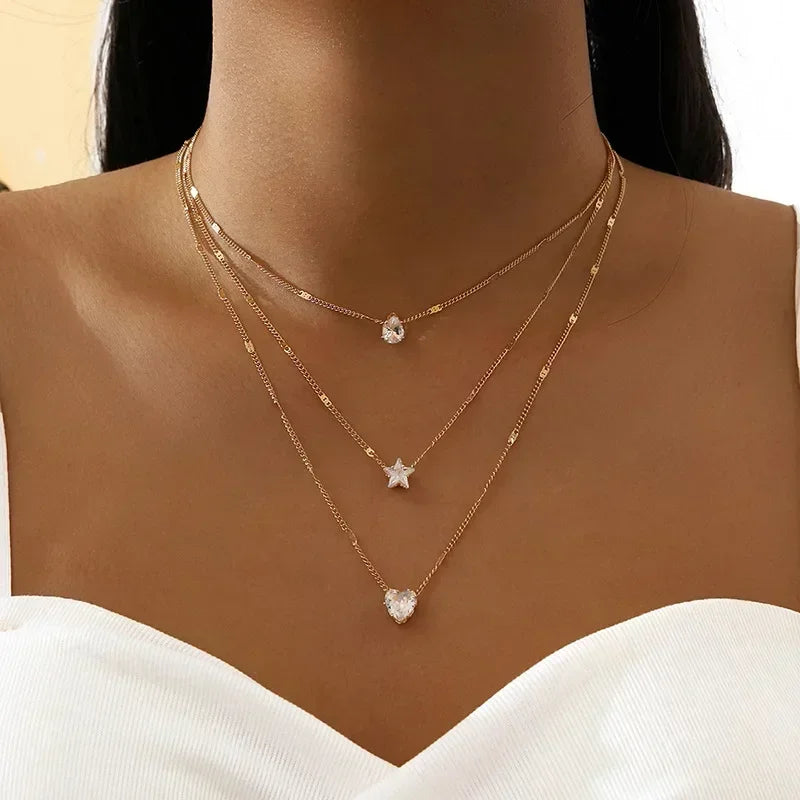 2025 New Women's Pearl Necklace Kpop Gold Color