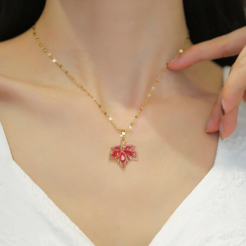 Exquisite Micro Inlaid Zircon Butterfly Tassel Necklace