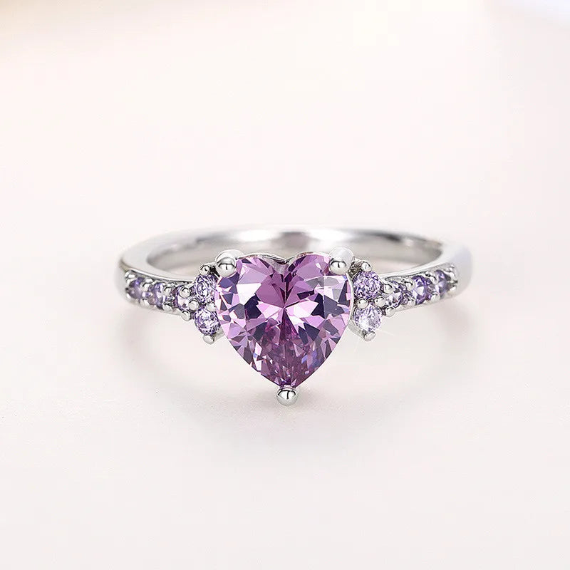 Sterling Silver Purple Love Rings New Fashion Jewelry