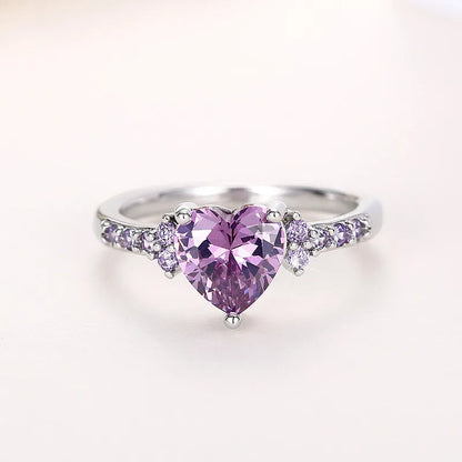 Sterling Silver Purple Love Rings New Fashion Jewelry