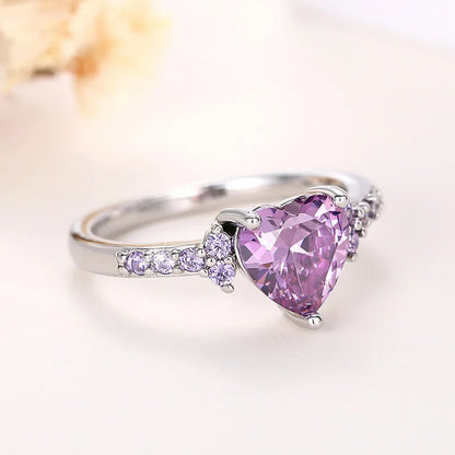 Sterling Silver Purple Love Rings New Fashion Jewelry