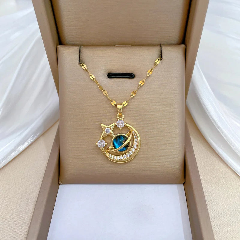 316L Stainless Steel Sun Pendant Necklace For Women