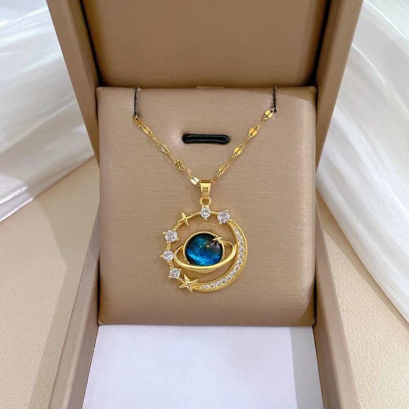 316L Stainless Steel Sun Pendant Necklace For Women