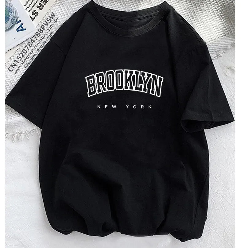 Women Brooklyn Letter Print T Shirt Girl Graphic Harajuku