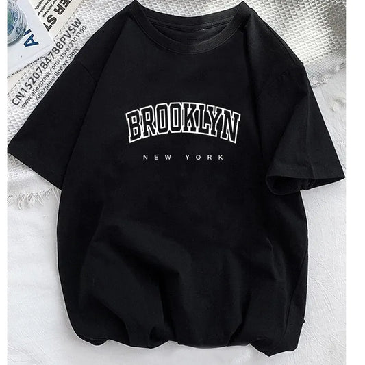 Women Brooklyn Letter Print T Shirt Girl Graphic Harajuku