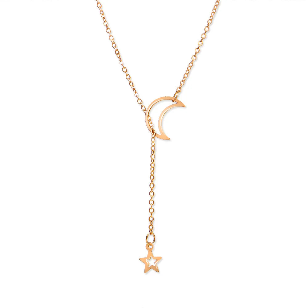 New Simple Moon Star Pendant Choker Necklace