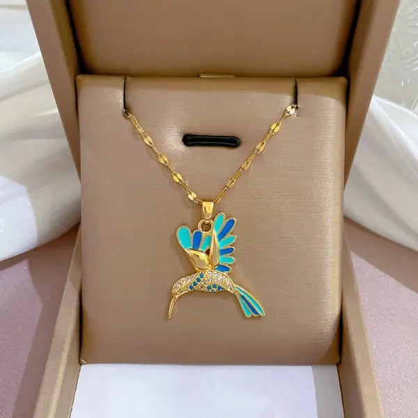 Exquisite Micro Inlaid Zircon Butterfly Tassel Necklace