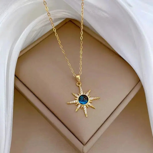 316L Stainless Steel Sun Pendant Necklace For Women