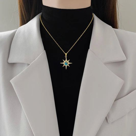 316L Stainless Steel Sun Pendant Necklace For Women