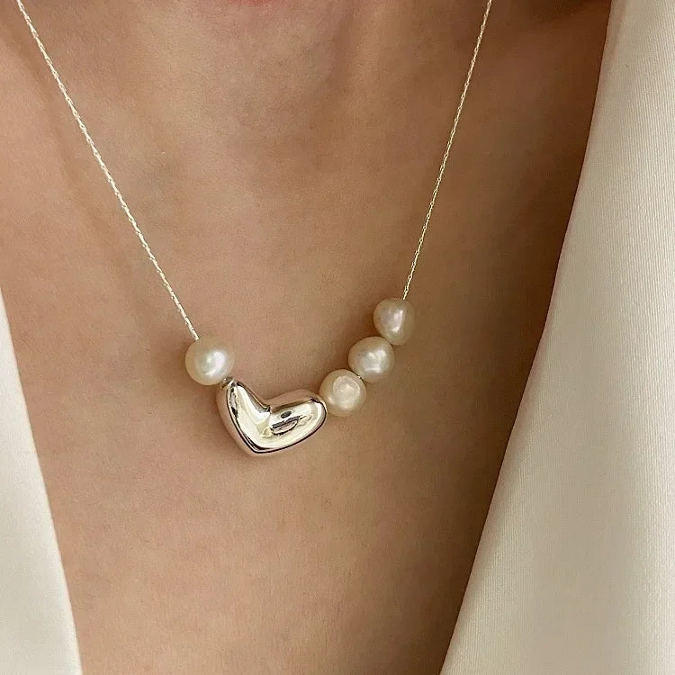 2025 New Women's Pearl Necklace Kpop Gold Color
