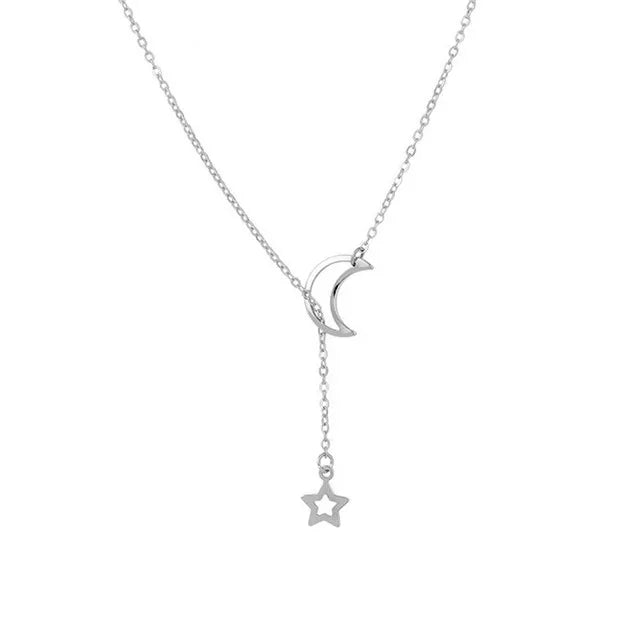 New Simple Moon Star Pendant Choker Necklace