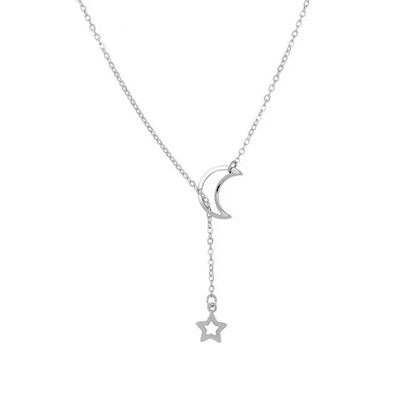 New Simple Moon Star Pendant Choker Necklace