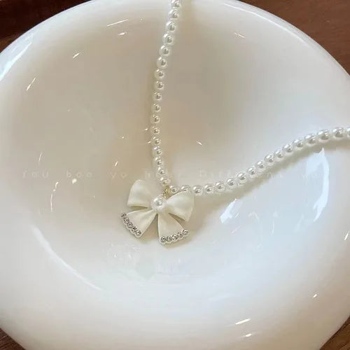 2025 New Women's Pearl Necklace Kpop Gold Color