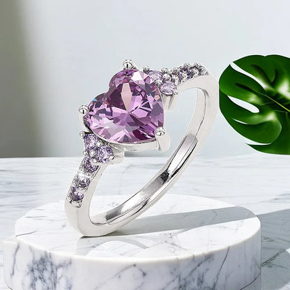 Sterling Silver Purple Love Rings New Fashion Jewelry