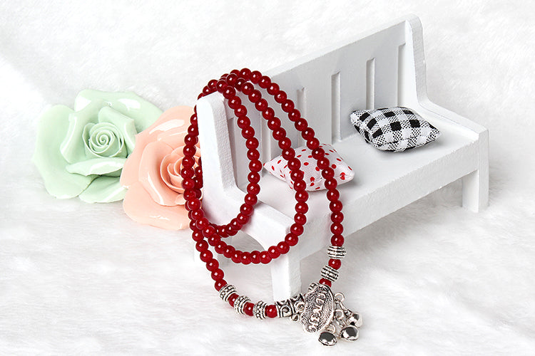 Red Agate Beaded Good Lock Bracelet
